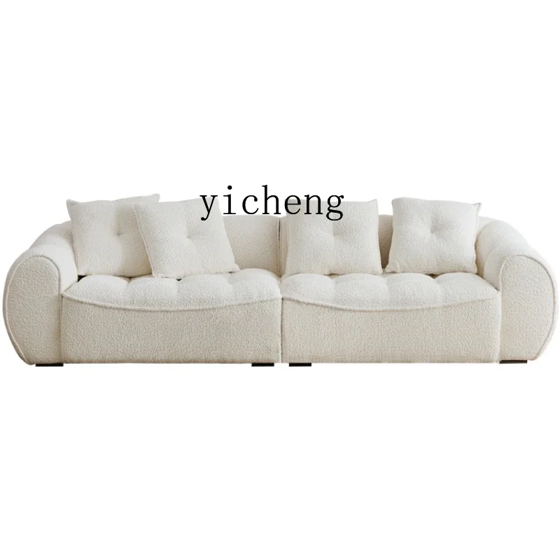 1 Furniture Cream Style Sofa Modern Minimalist Living Room Straight Row Cloth Vintage Sofa