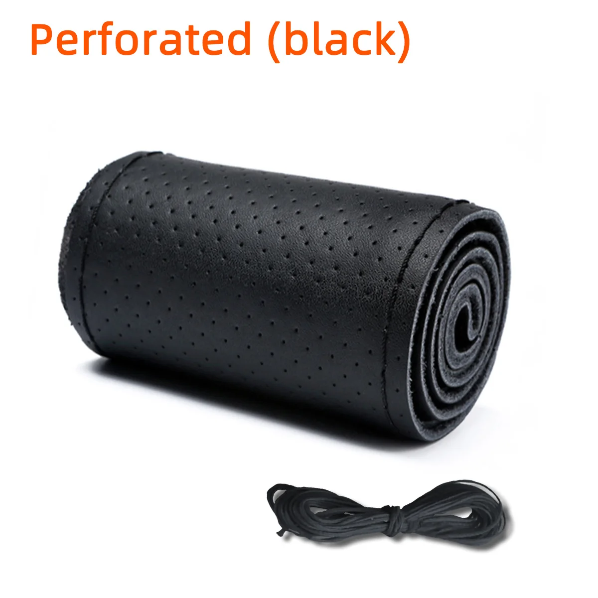 Universeller Leder-Auto-Lenkrad-Stich-On-Wrap-Cover, passend für 38 cm 14 Zoll DIY Nähen, atmungsaktiv und rutschfest, Schwarz, Grau, Beige – Detail 16