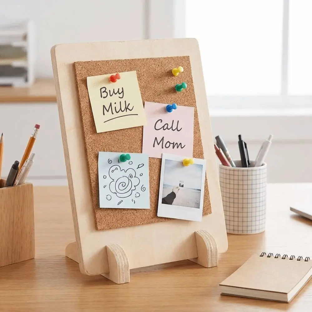 Solid Wood Cork Message Board Stable Multi-Purpose Notice Pin Memo Rack Decorative Soft Cork Tabletop Display Stand Kindergarten
