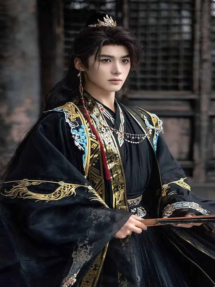 أزياء الهالوين القديمة الجديدة لعام 2025 للرجال أطقم هانفو السود الصينية العتيقة #4