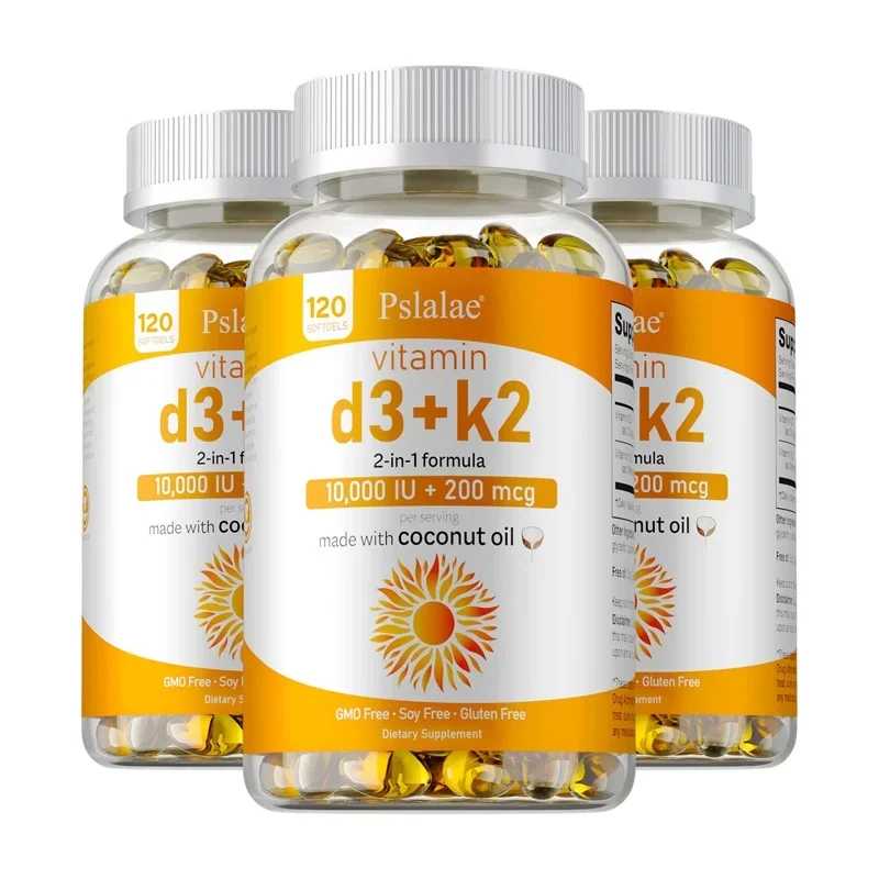 Vitamin D3+K2 Supplement - Promotes Strong Bones, Calcium Absorption, Supports Heart, Bone, Muscle, Immune and Joint Health