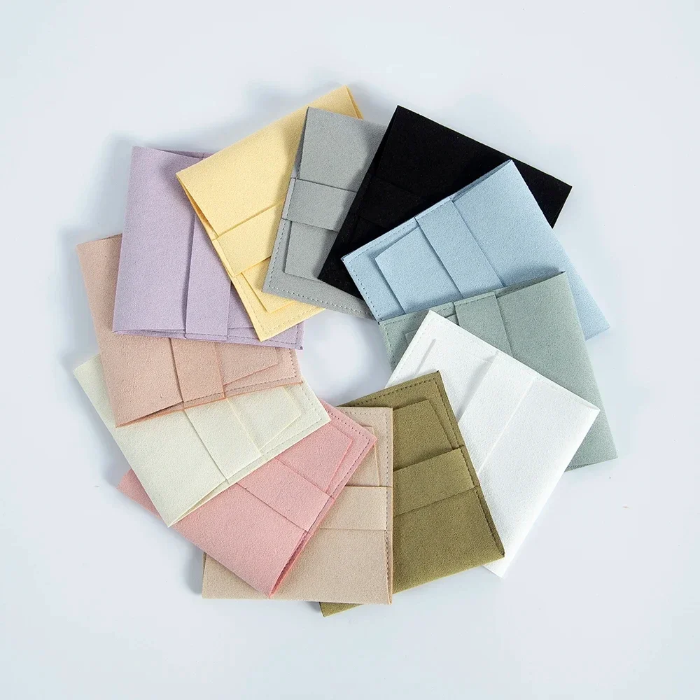 10 قطعة أكياس المجوهرات ستوكات الجلد المدبوغ مجوهرات حقيبة مغلف صغيرة مع حبل كيس التعبئة والتغليف للمجوهرات للخواتم حقائب هدايا الزفاف #1