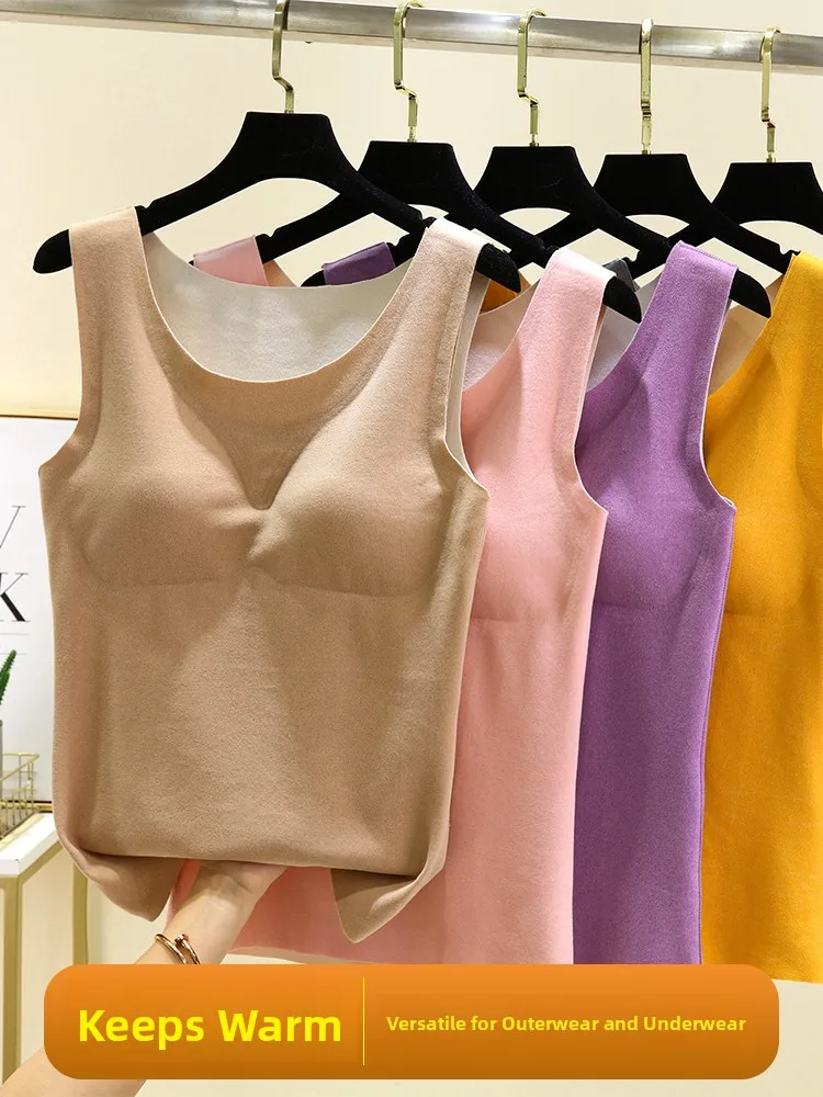 

Thiened Fce Warm Vest Women's Autumn Winter Svel Strap Design Slimming Base Layer irt July Deer Brand Home Faion