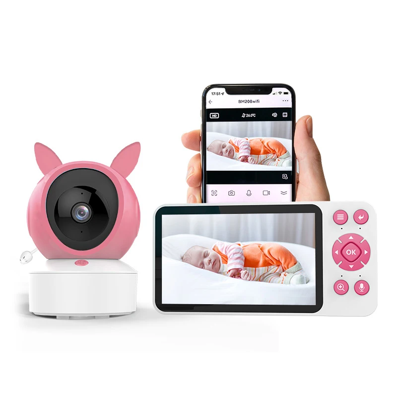 5" Tuya Smart WiFi Feeding Reminder Temperature Motion Sound Detection APP View Control Audio Video Baby Monitors Camera 1080P