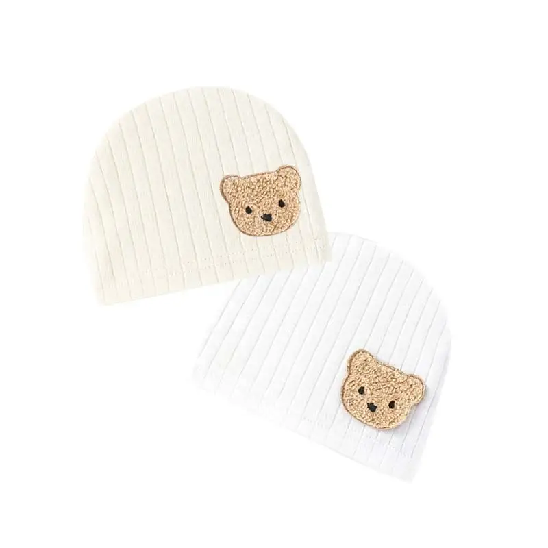 2Pcs Newborn Baby Hat  Soft Boy Girl Cartoon Bear Hat Spring and Autumn Models 0-3M 00% Cotton Fetal Hat Infant Accessories