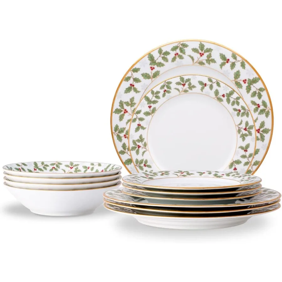 Holly and Berry Gold 12Piece Dinnerware Set Service for 4