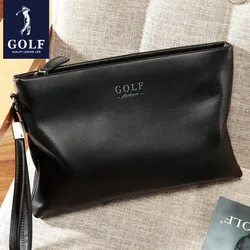 Bolso de GOLF para hombre, Cartera de gran capacidad, bolso de marca de cuero genuino, bolso de cuero de vaca auténtico, bolso de maquillaje