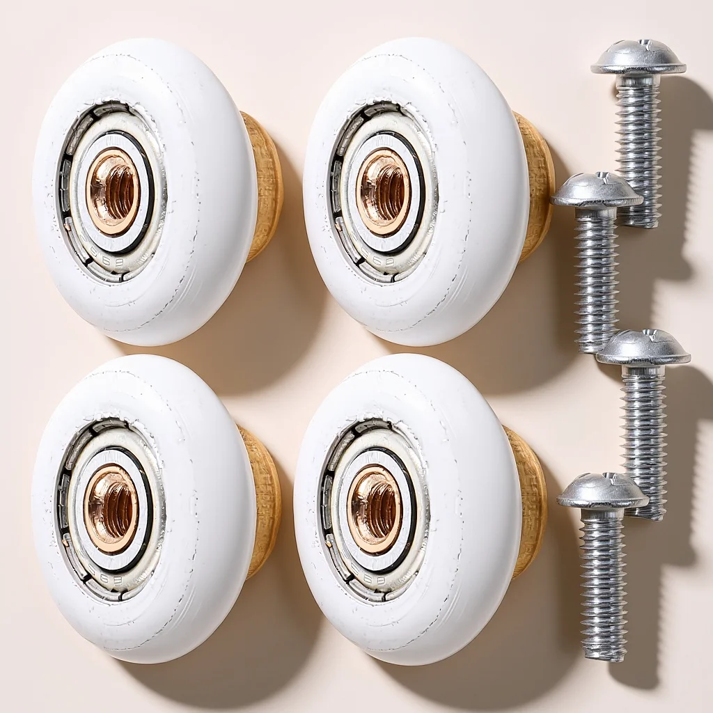 

Комплект из 4 роликов для душевых дверей: сменные, премиум-класса, для раздвижных стеклянных дверей, плавное скольжение, подшипники из нержавеющей стали