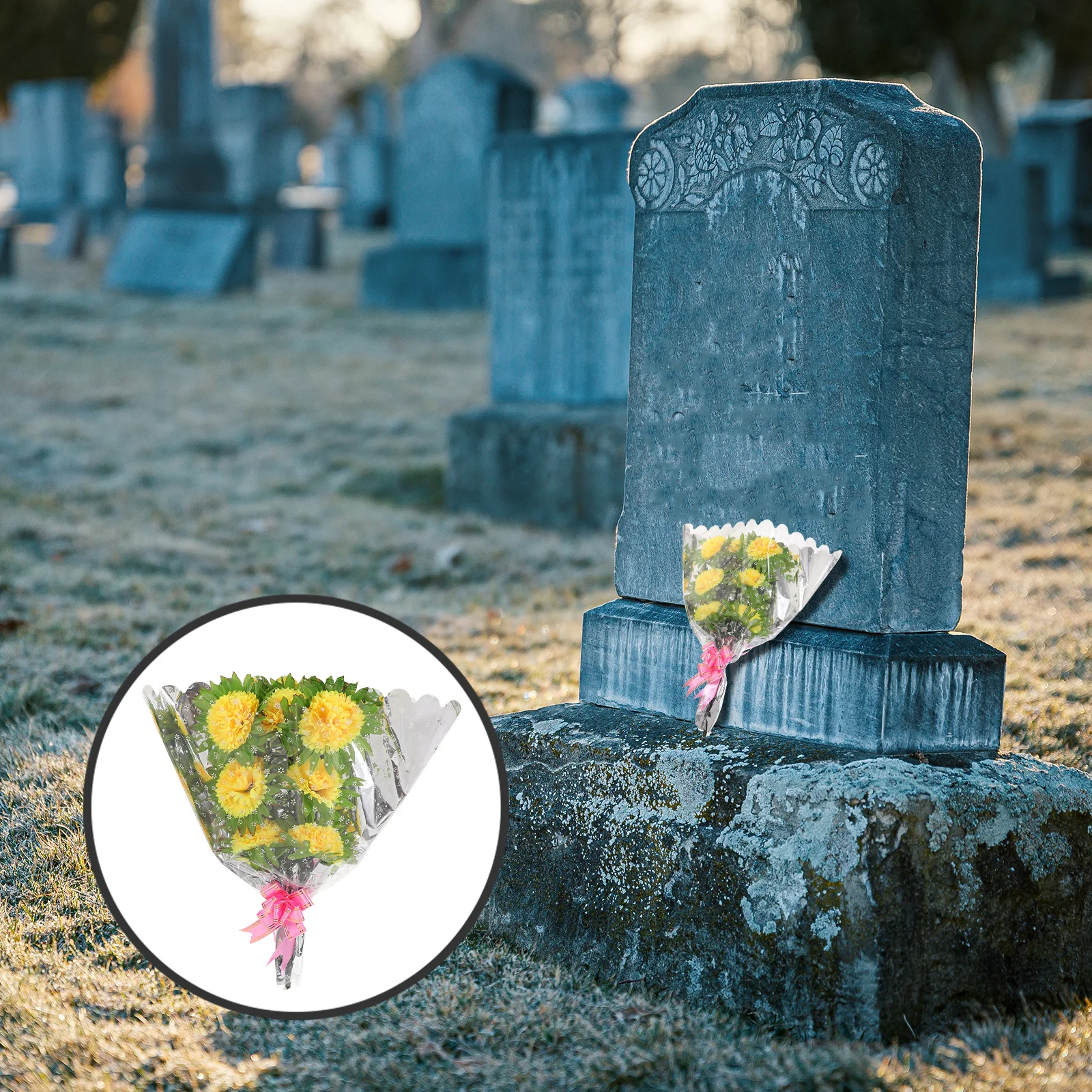 

2Pcs Qingming Festival Memorial Cemetery Artificial Flowers Faux Bouquet for Tomb Sweeping Decoration Cemetery Flowers