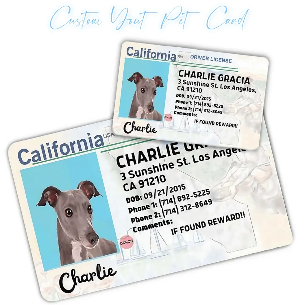 Custom Pet Dog Card, Pet Card, Personalized pet ID Card, Pet Birthday Gift, Perfect Wallet Pet Card, Gift for Pet