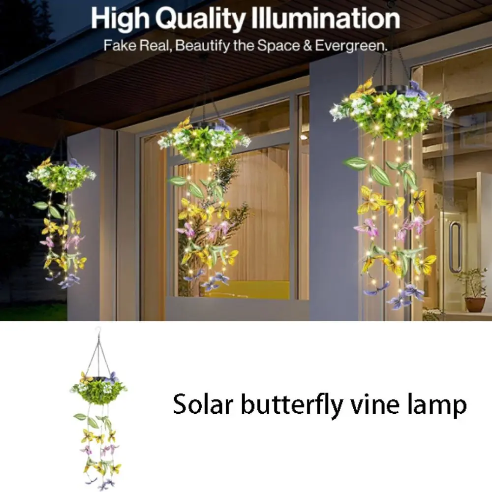 

Waterproof Design Solar Butterfly Lamp Solar Powered Vine Style Artificial Plant Lamp Artificial Plant Butterfly Decoration