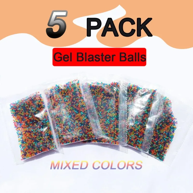 5 pacote 50000 pçs bolas de gel blaster munição contas de água para armas blaster m416 ak47 armas de brinquedo balas jogos ao ar livre