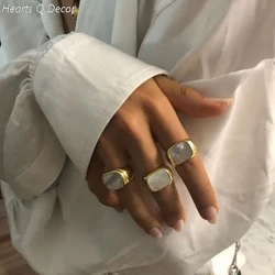 Titanium Geo Shell Band Statement Rings 361L Stainless Steel Jewelry Women Chic Punk Gothic Boho Hiphop Runway Party Designer