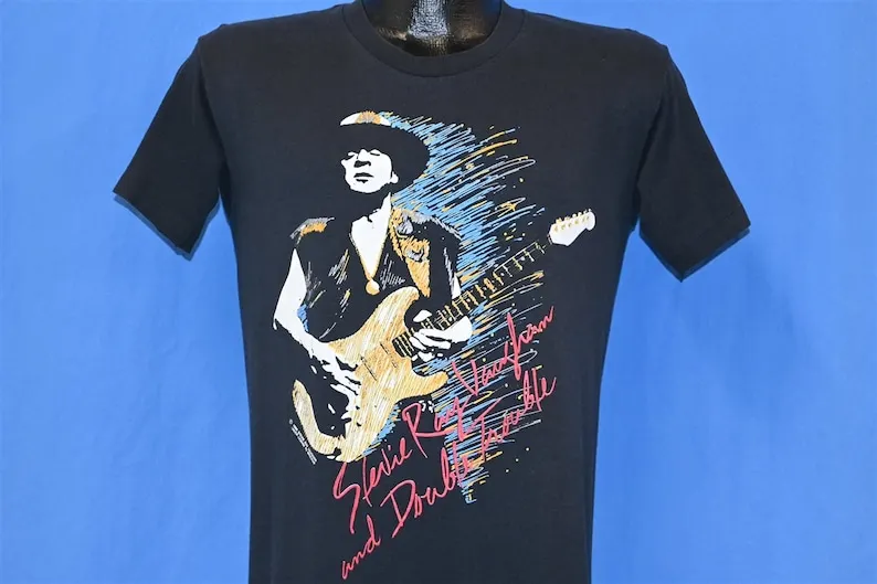 90s Stevie Ray Vaughan and Double Trouble In Step Tour 1990 Blues Rock Double Sided t-shirt Medium