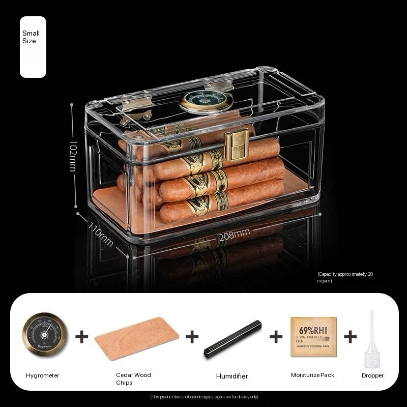Acrylic Transparent Large-Capacity Moisturizing Cigar Box, Moisture-Proof And Insect-Proof Lock & Lock Cigar Box.