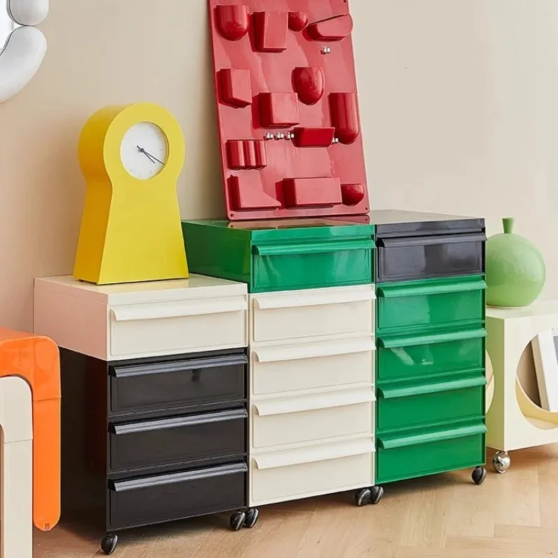 Nordic Retro 6-Color Storage Cabinet Multi-Layer Eco-Friendly ABS Smooth Universal Wheels Storage Helper for Bedroom Living Room