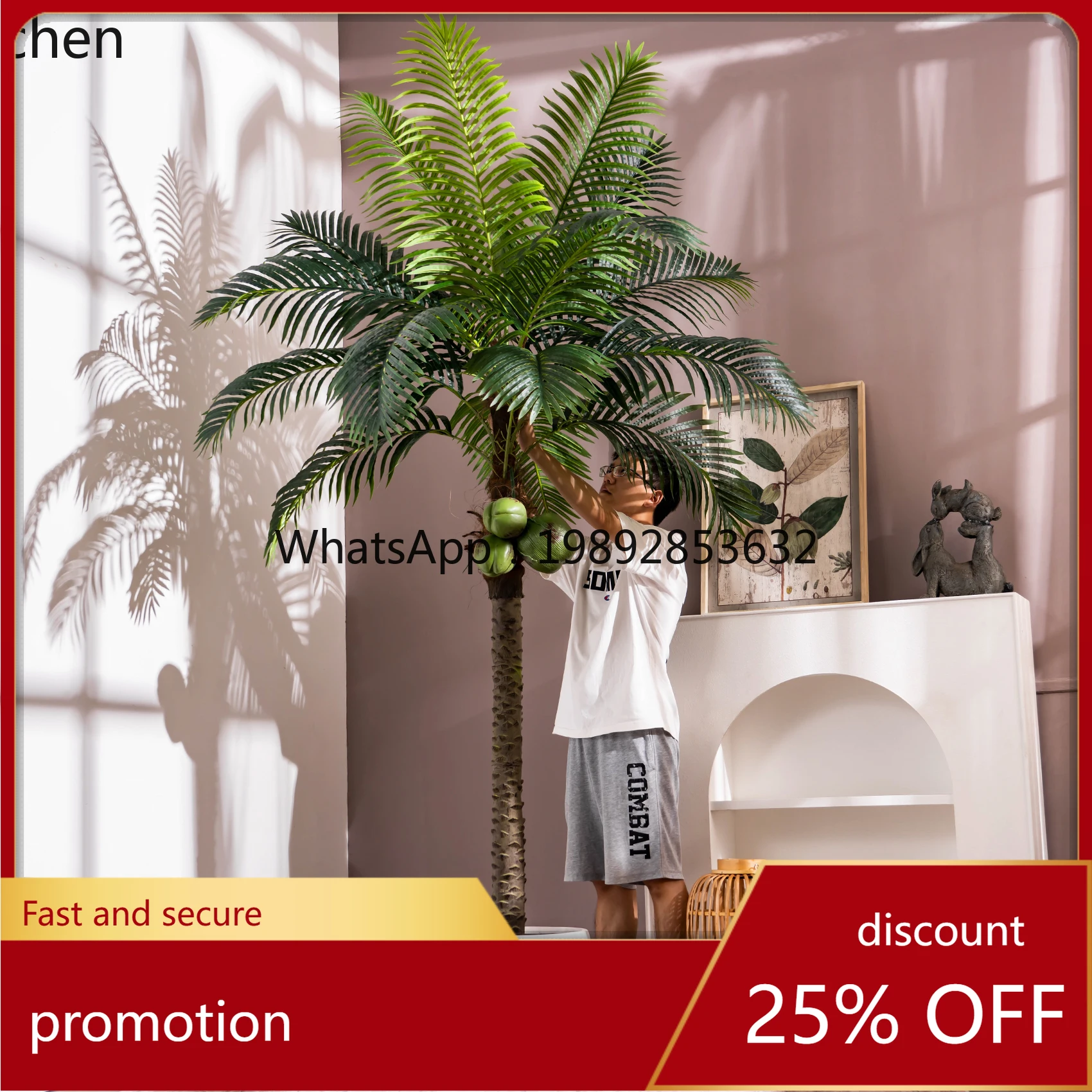 

YFY Tropical Plant Coconut Tree Indoor Bionic Green Plant Atmosphere False Tree Landscape Potted Plant Ornament