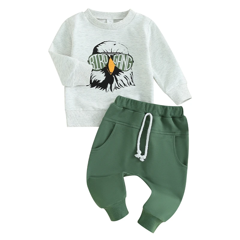 2023-11-23 Lioraitiin 0-3Y Toddler Baby Boy Football Outfits Birds Eagles Sweatshirt Shirt Top Jogger Pants Set Infant Clothes