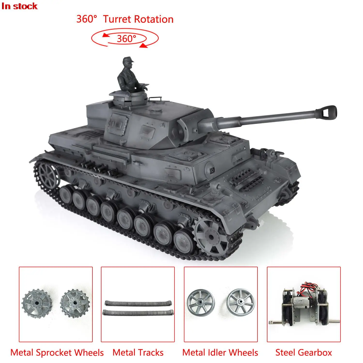 

Игрушки HENG LONG 1/16 серый 7,0 Модернизированный Танк Panzer IV F2 RTR RC 3859 Вт/360 ° револьверный металлический редуктор гусеницы направляющие солдаты TH17415