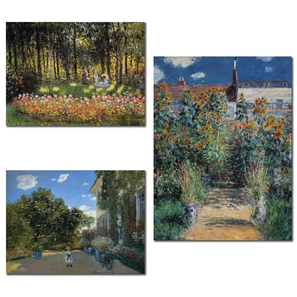 

Hand Painted Painting in Oils Claude Monet Artists Garden Vetheuil Canvas Art Reproduction Landscape for Study Room Wall Decor