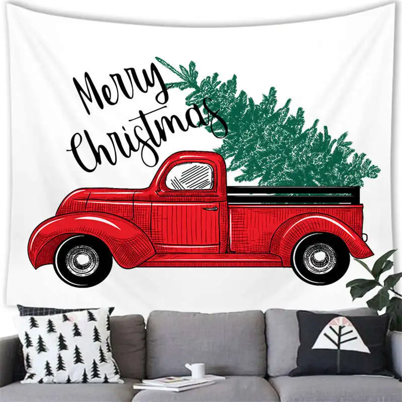 

Happy Christmas Watercolor Tree digital-printed polyester tapestries living rooms bedrooms macrame wall hanging room