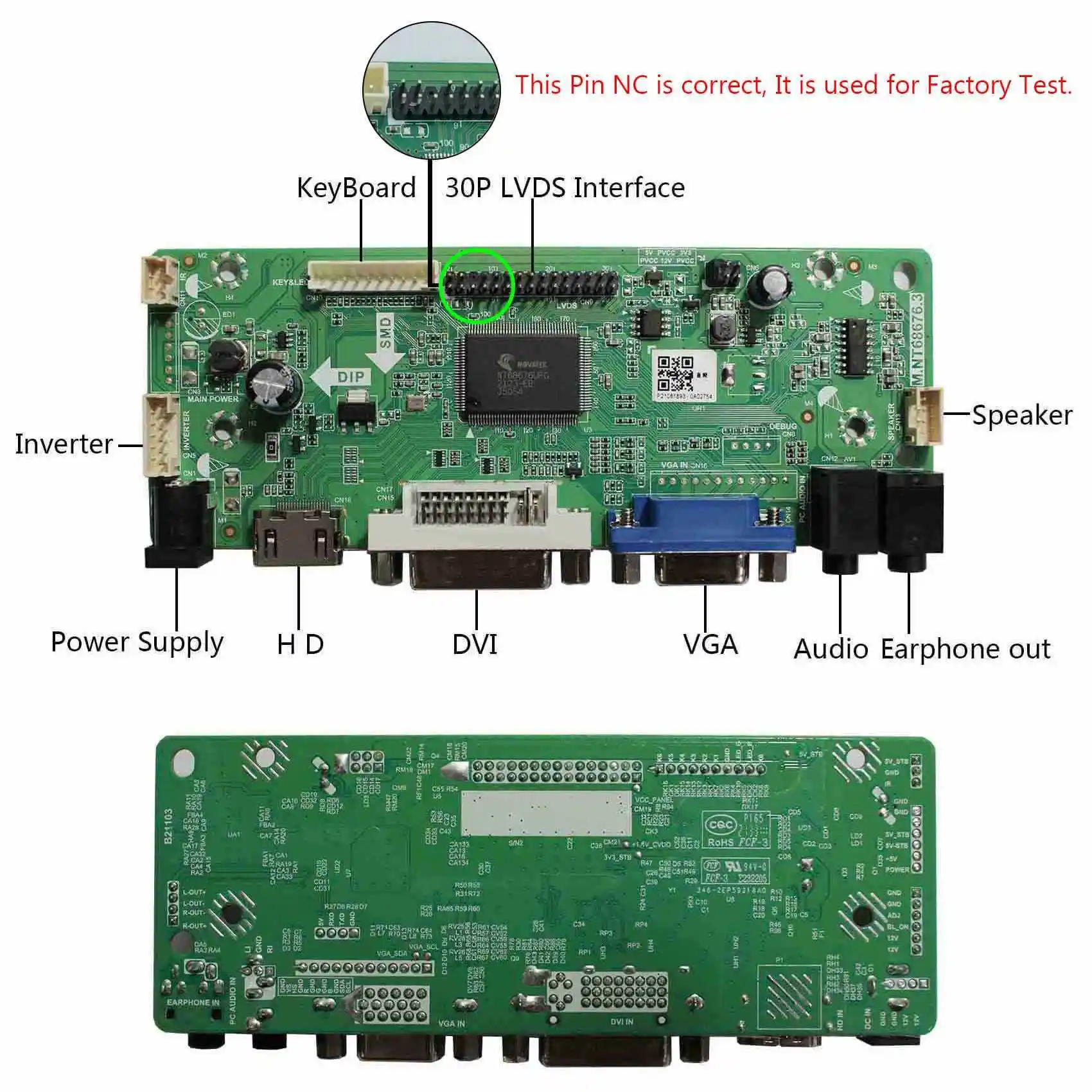 H-D VGA DVI Audio Board for 15in 1024x768 G150XG03 V2 G150XG03 V3 LCD 20 pins