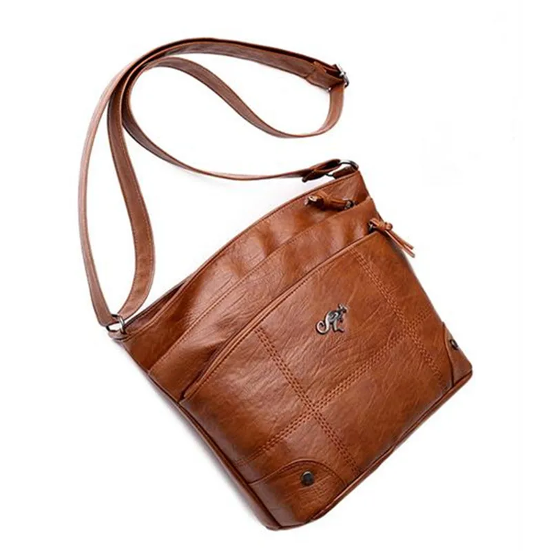 

Мягкая кожаная сумка через плечо с несколькими карманами в стиле ретро, простая сумка на одно плечо для повседневного офиса, вечеринок, свиданий, выхода на выход