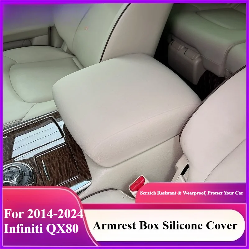 For 2014-2024 Infiniti QX80 Armrest Pad Center Console Silicone Storage Box Interior Modification Accessories