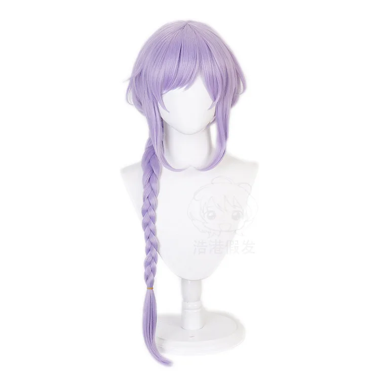 Qiqi cosplay peruca jogo genshin impacto role play peruca mulher trança roxa cabelo longo halloween anime con palco traje acessórios