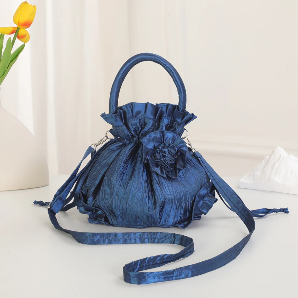 New Japanese-style minimalist drawstring bucket bag for formal dinners, women's cross-body bag, women's solid color bag