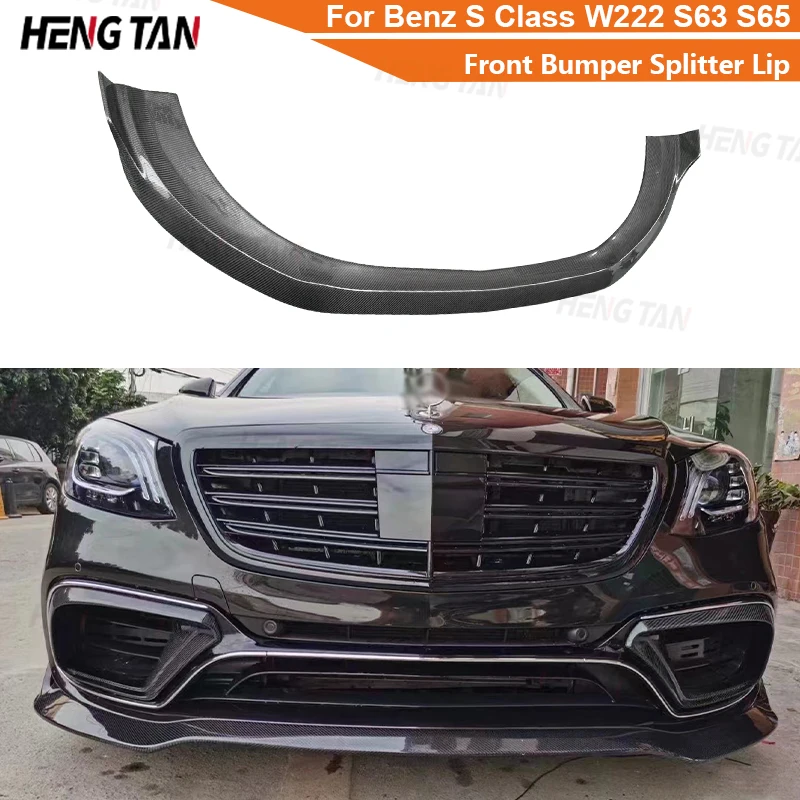 For Mercedes Benz S Class W222 S63 S65 Carbon Fiber Car Front Bumper Splitter Front Lip Chin Spoiler Diffuser Parts Body kit