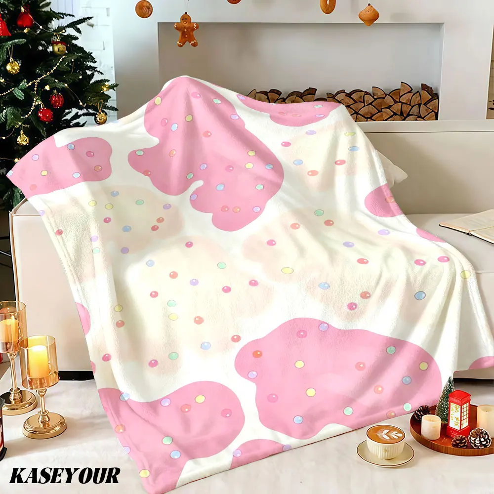 Sprinkled Pink Blobs Winter Summer Flannel Blanket Throw Fleece Soft Fuzzy Plush Cozy Fleece Blankets for Sofa Ideal Gifts