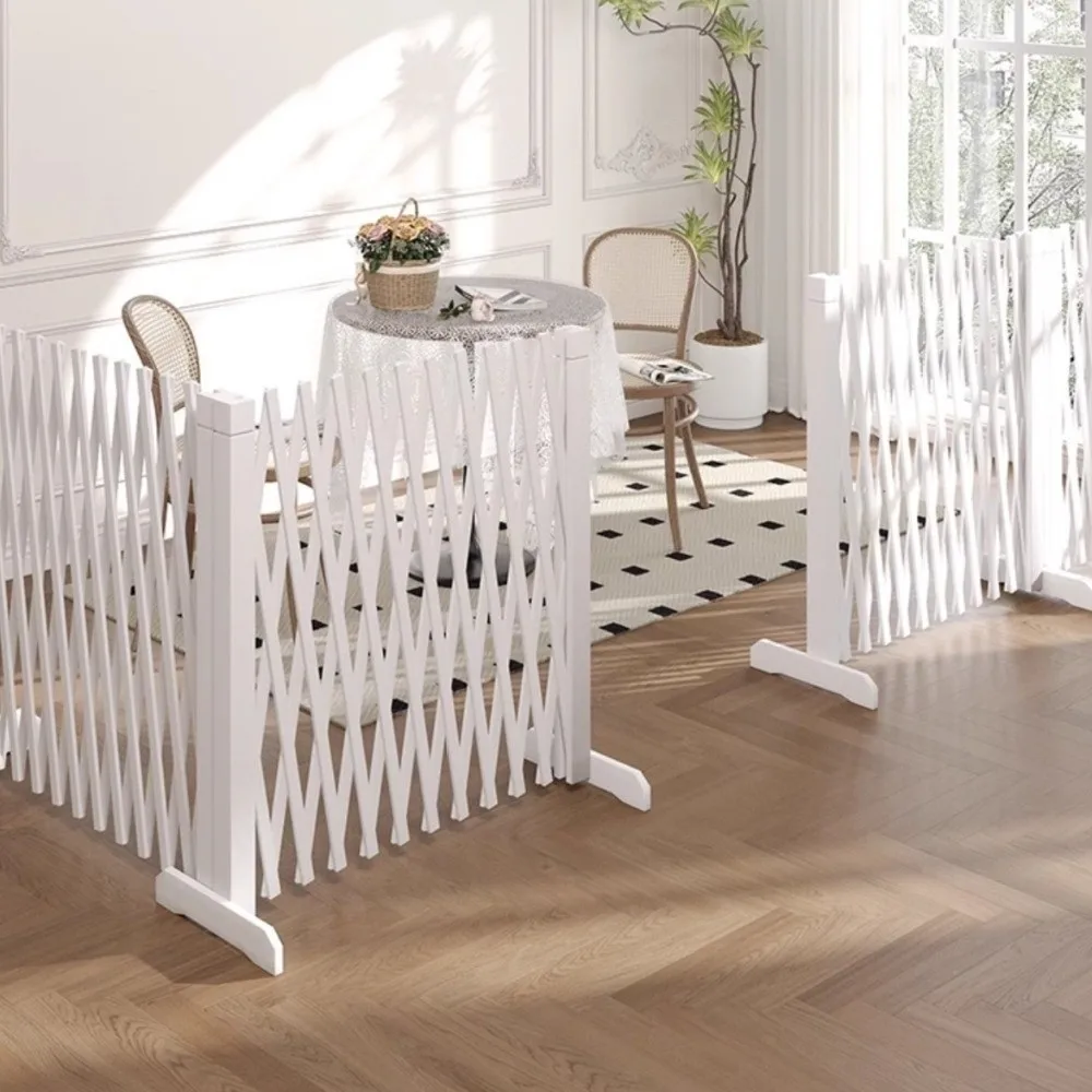 Pet Puppy Fence Wooden Retractable Pet Gate Anti-Escape Folding Pet Mesh Isolation Net Universal Durable No-Drill Pet Door Porch
