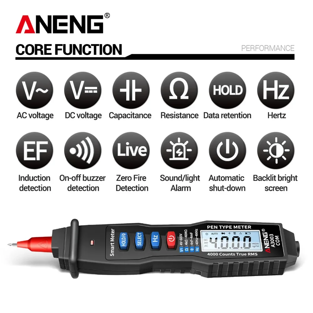 Professional Pen Multimeter DC AC Voltage NCV Induction ANENG A3003 Hz Ohm Diode Line Break Detection Electrician Household Tool