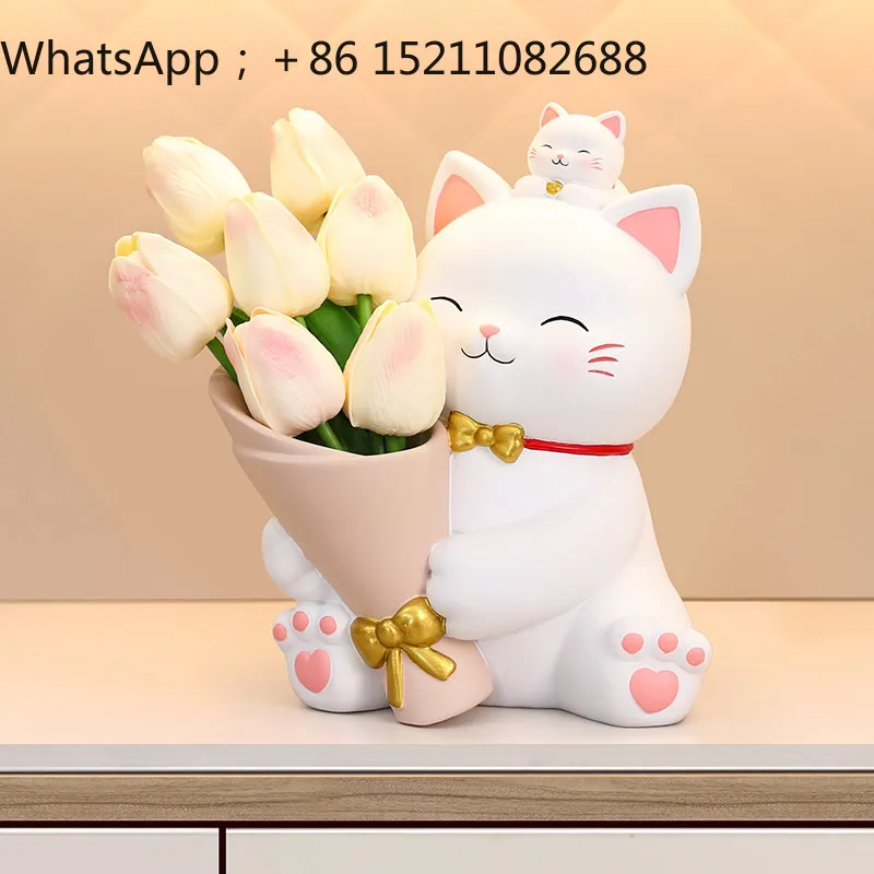 LLY bouquet lucky cat ornament living room TV wine cabinet opening housewarming gifts home decoration