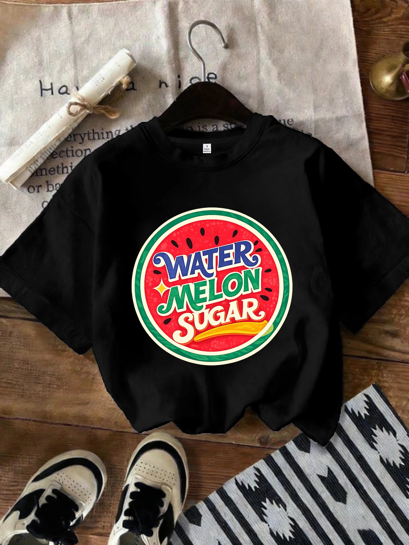 【ZXH105275】Watermelon Sugar Printed Women's Round Neck T-shirt Summer Casual Short Sleeve Top Street Fashion Women's Versatile