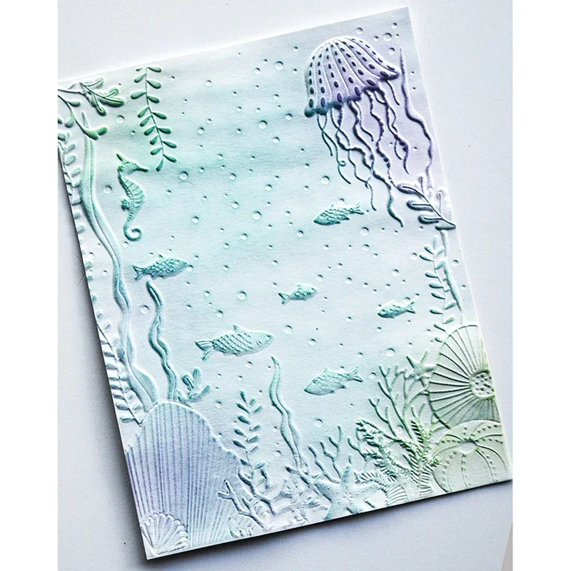 2024 New Embossed Folder For Making 3D Underwater World Background Greeting Card Scrapbooking No Stamps and Metal Cutting Dies