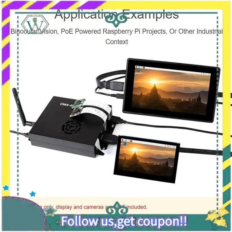 NEU für Raspberry Pi Compute Module 4 Poe Mini-Computer (Typ B) basierend, mit Metallgehäuse-Lüfter CM4 Poe IO Board US-Stecker