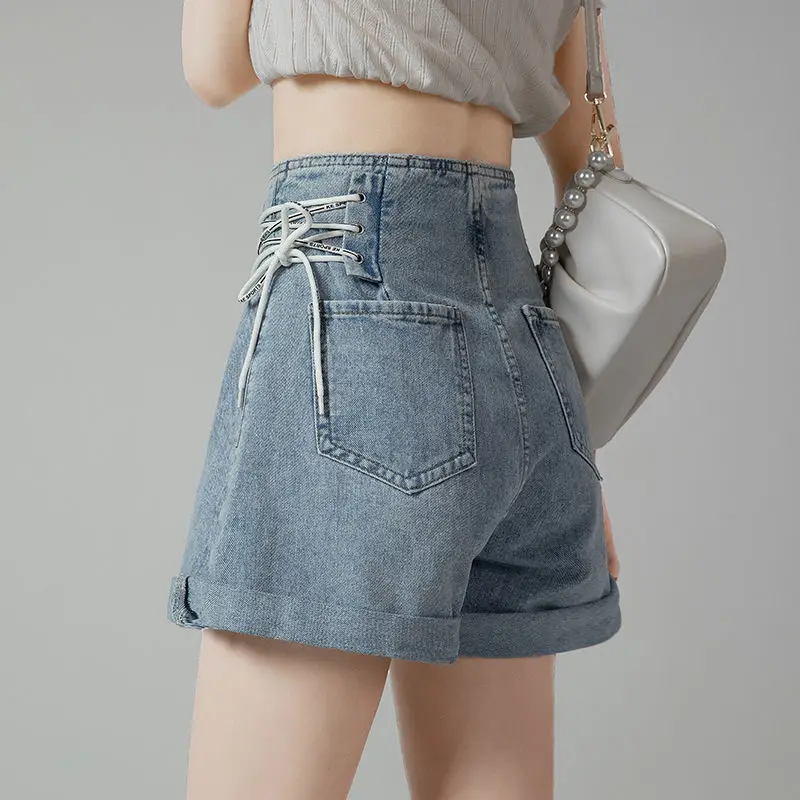 High waist denim shorts women's summer thin 2022 new thin loose wide denim shorts women's summer new  vintage clothes