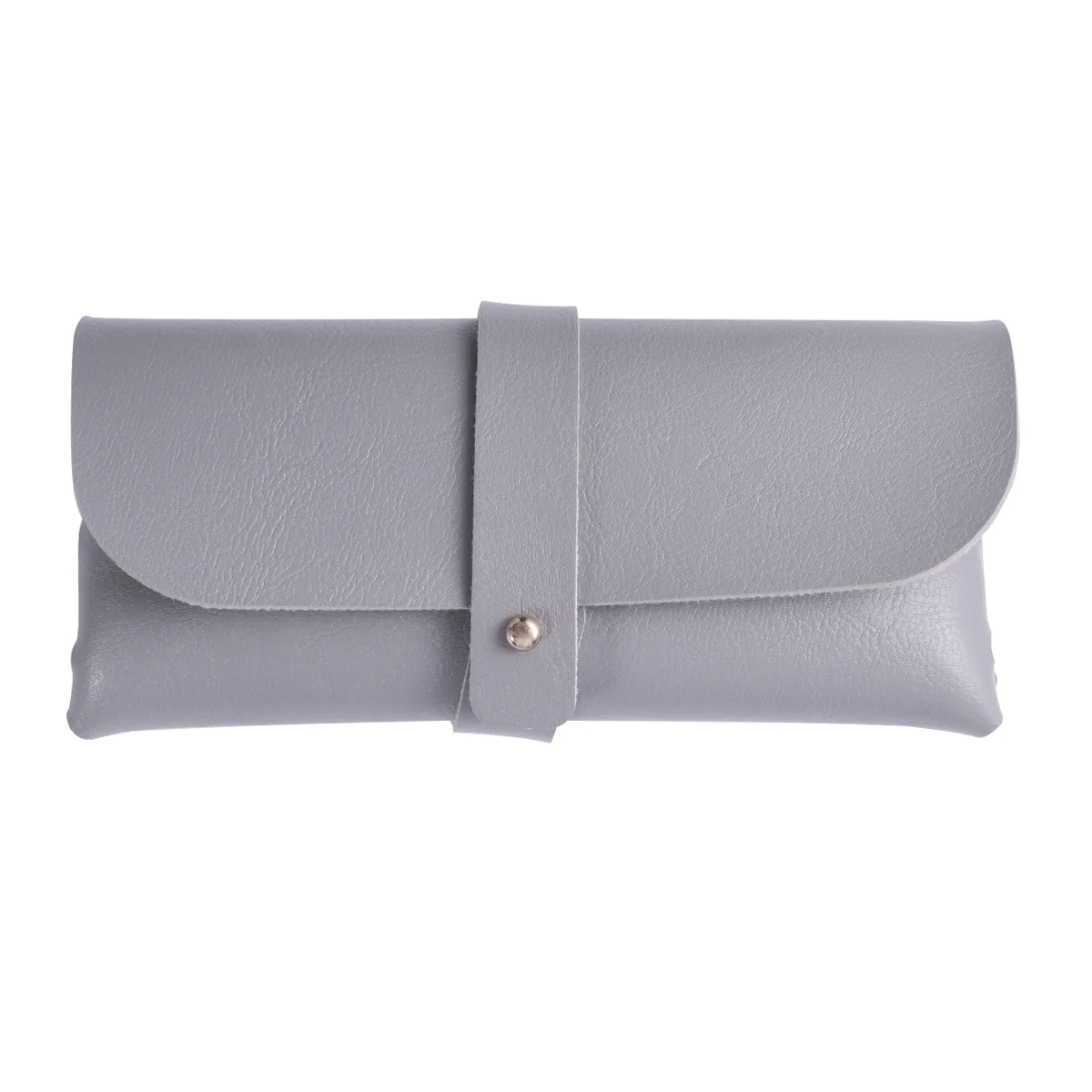 

Buckle Clamshell PVC Glasses Case Handmade Grey Minimalistic Stylish Large Capacity for Glasses Cash Keys Cosmetics