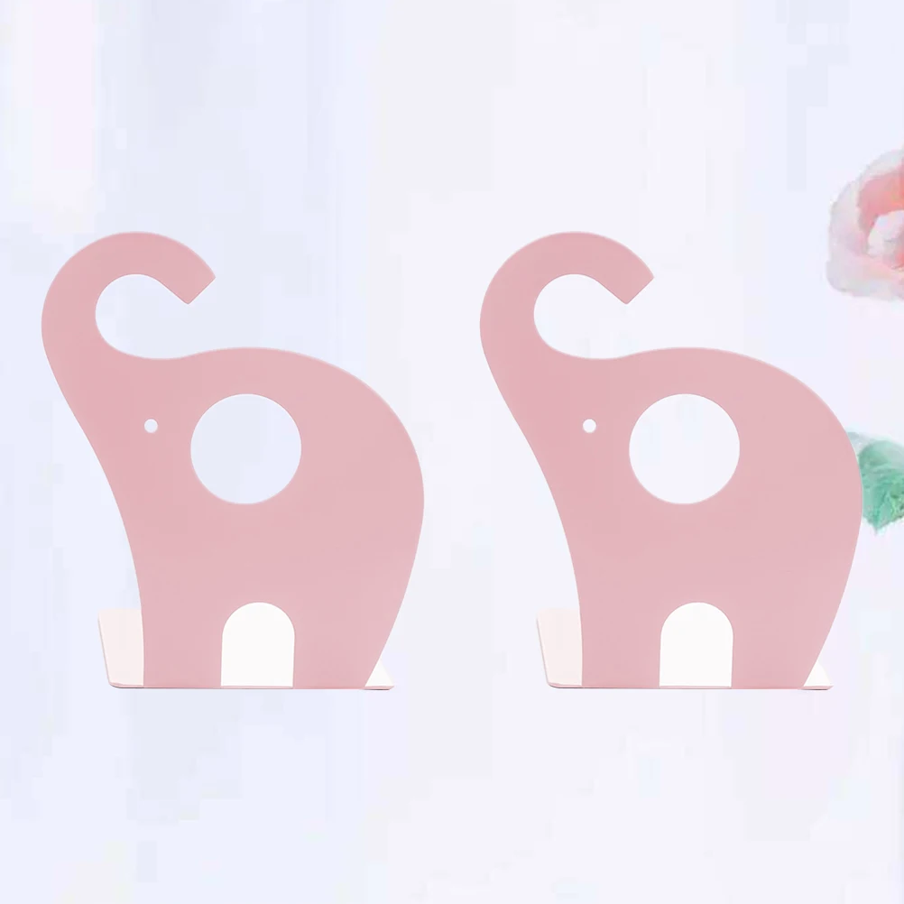 

Elephant Book Stand Pink Bookends Metal Supports Fold Study Room Decor Organiser