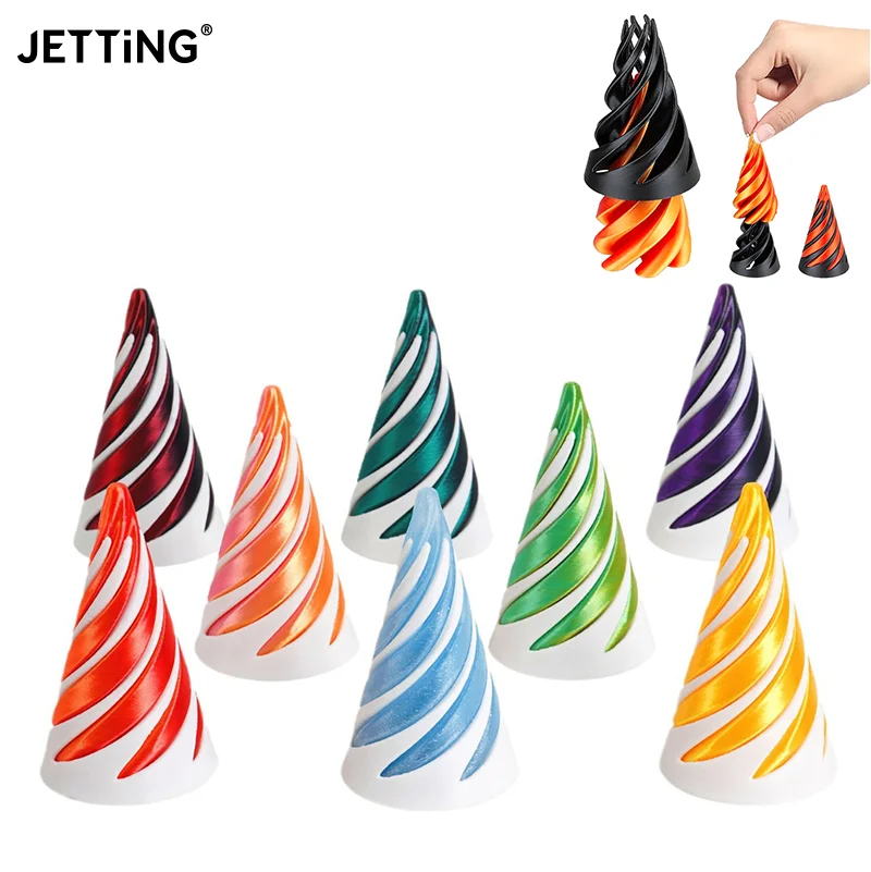 3D Printed Spiral Cone Toy Impossible Pyramid Passthrough Sculpture Pass Through Pyramid Toy Mini Vortex Thread Illusion