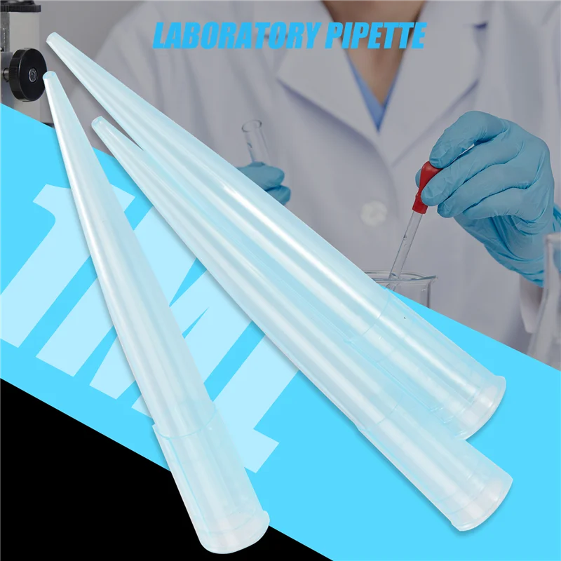 AB35-Blue Transparent 1000UL 1Ml Lab Liquid Pipette Pipettor Tips 500 Pcs