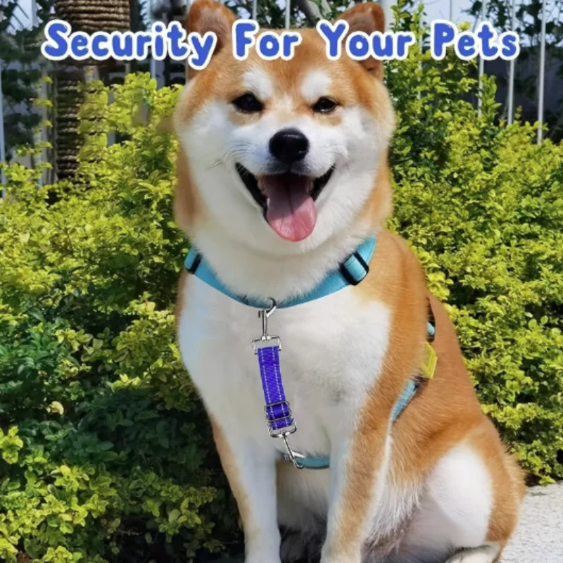 Heavy Duty Reflective Dog Safety Collar Clip with 360° Swivel Polyamide Leash Adjustable Length for Vertical Pressure