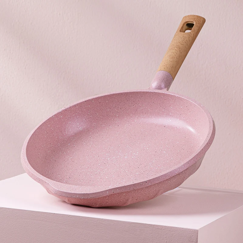 

20/24/26cm Medical Stone Pink Frying Pans Wok Pan Non-stick Pans Induction Cooker Steak Pancake Pan Egg Pan Gas Stove Universal