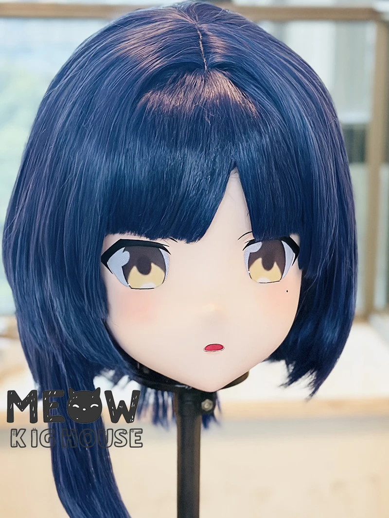 (MEO528) Customize Handmade Full Head Lockable Crossdress Male to Female Japanese Cartoon Anime Game Character Kigurumi Mask