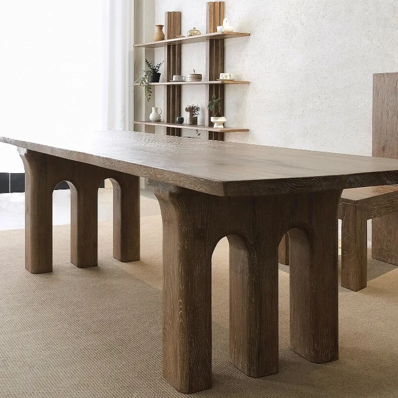 Solid wood large board table, designed commercial retro display stand medieval desk