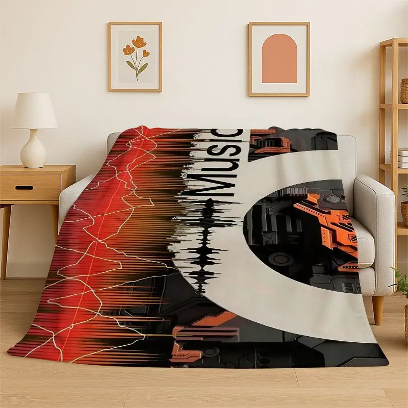 Fashion Musical Note Instrument Staff Art Flannel Blanket Soft Throw Blanket for Bedroom Living Room Bed Travel Camping Nap Gift