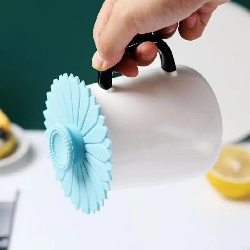 

Dustproof Drink Cups Cover Silicones Cups Lid Sunflowers Cups Lid Leakproofs Airtights Cups Cover Easy to Use