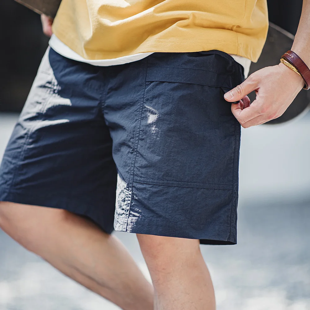 Maden-Shorts impermeáveis retrô de bolso grande masculino, calça casual fina com elástico no quarto, ao ar livre, verão, novo, 2022